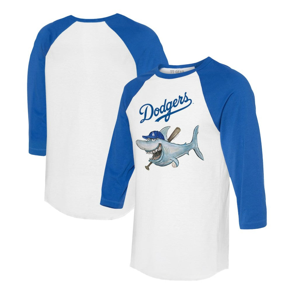 Los Angeles Dodgers Tiny Turnip Women's Shark 3/4-Sleeve Raglan T-Shirt - White/Royal
