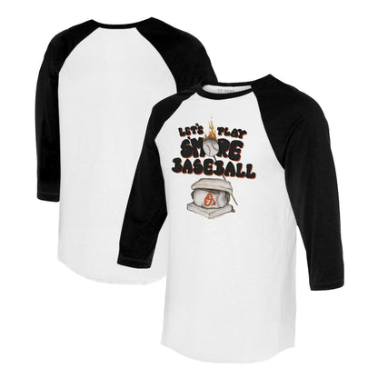 Baltimore Orioles Tiny Turnip Women's Smores 3/4-Sleeve Raglan T-Shirt - White/Black