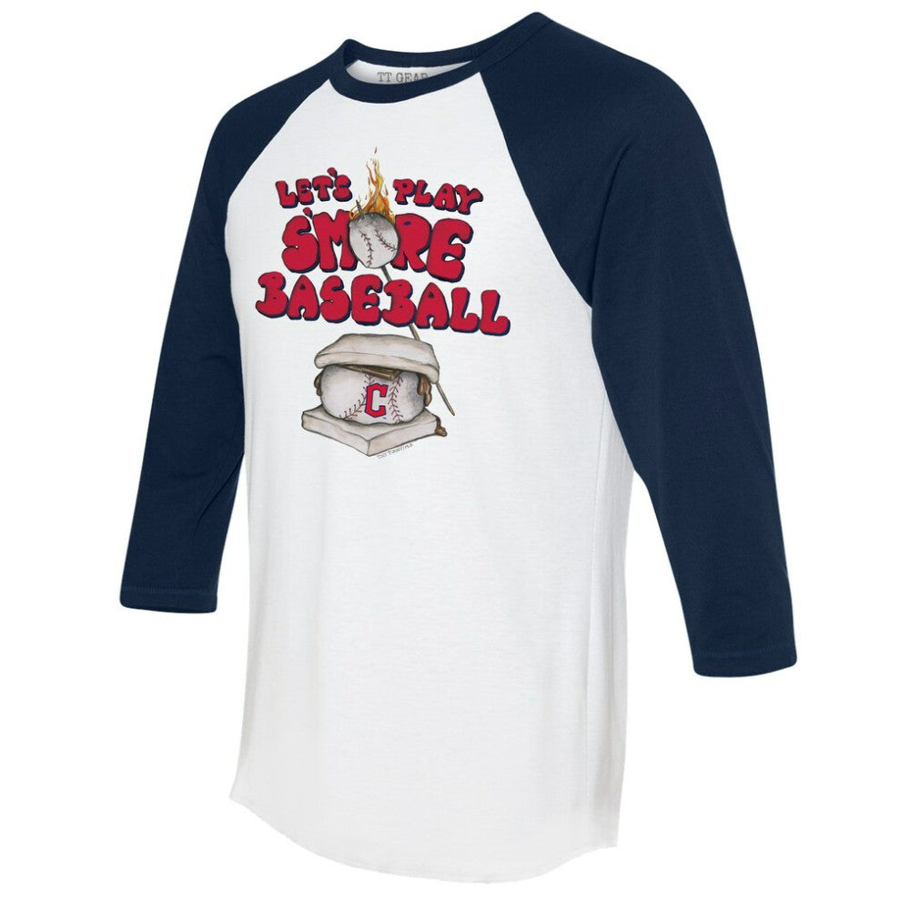 Cleveland Guardians Tiny Turnip Women's Smores 3/4-Sleeve Raglan T-Shirt - White/Navy