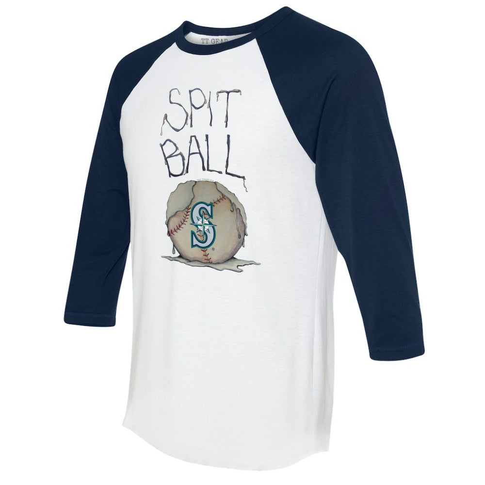 Seattle Mariners Tiny Turnip Women's Spit Ball 3/4-Sleeve Raglan T-Shirt - White/Navy