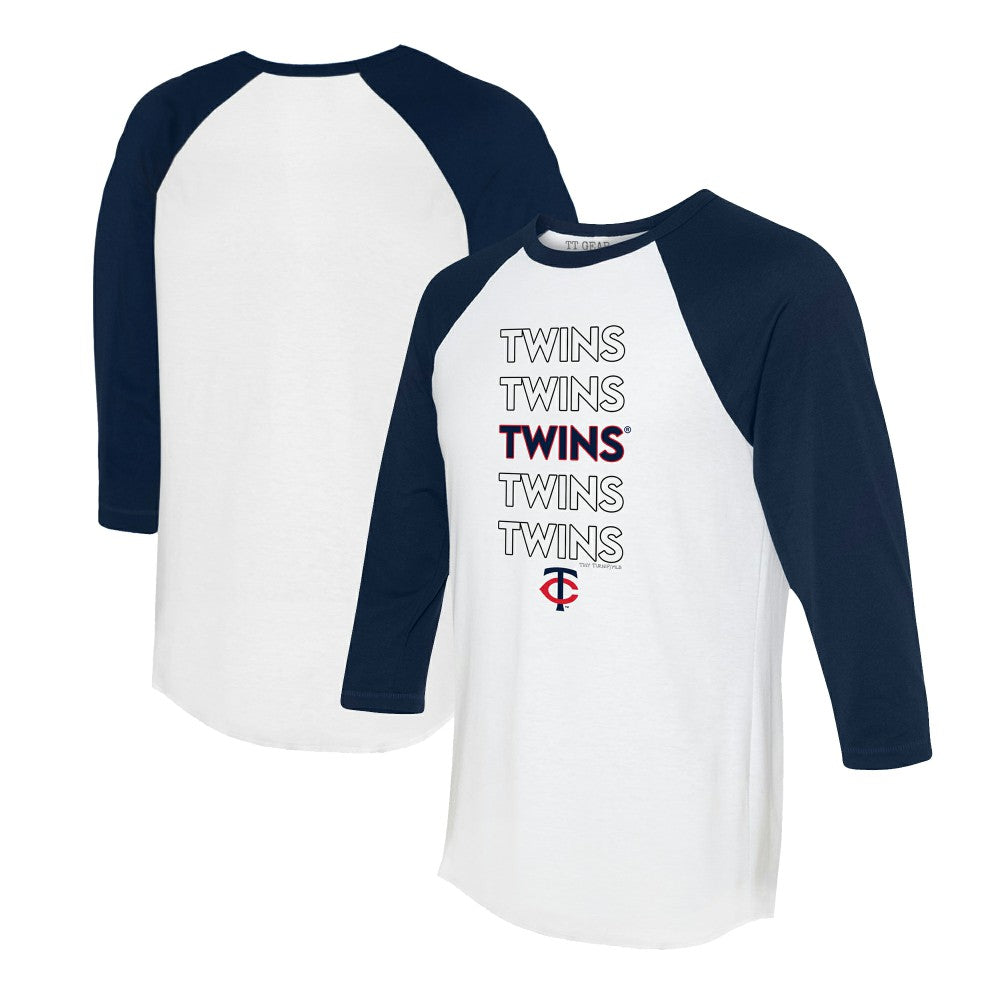 Minnesota Twins Tiny Turnip Women's Stacked 3/4-Sleeve Raglan T-Shirt - White/Navy
