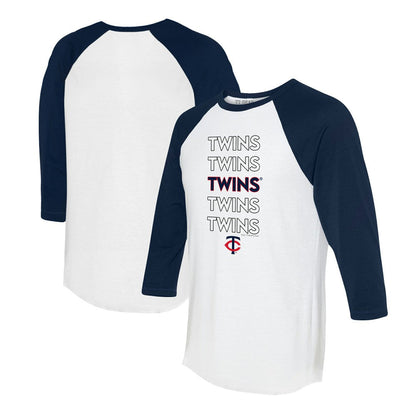Minnesota Twins Tiny Turnip Women's Stacked 3/4-Sleeve Raglan T-Shirt - White/Navy