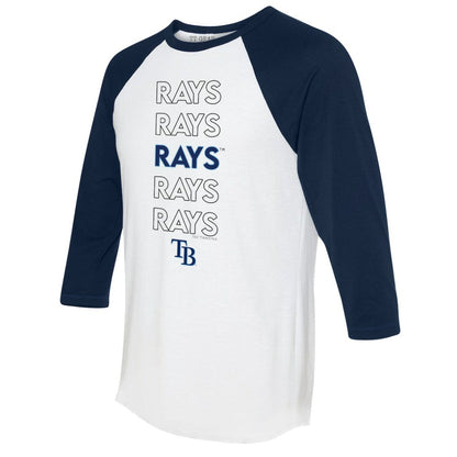 Tampa Bay Rays Tiny Turnip Women's Stacked 3/4-Sleeve Raglan T-Shirt - White/Navy