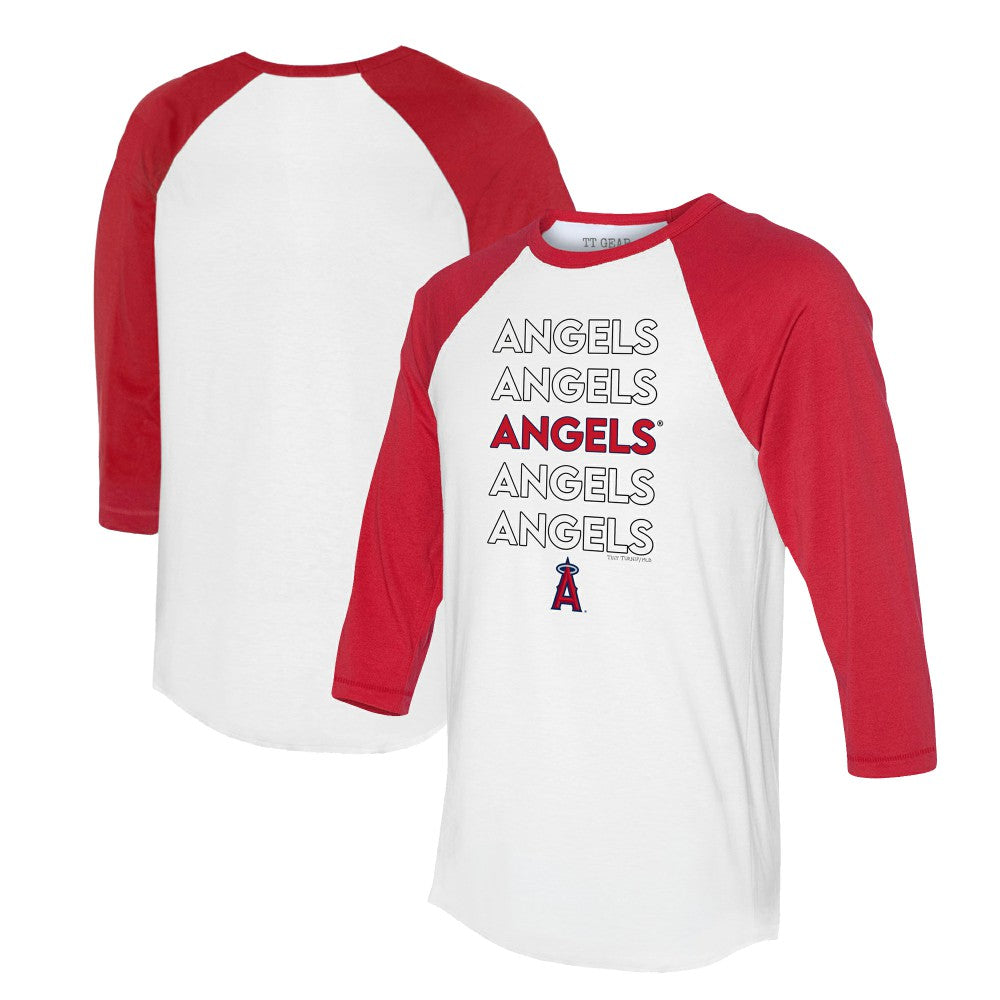 Los Angeles Angels Tiny Turnip Unisex Stacked 3/4-Sleeve Raglan T-Shirt - White/Red