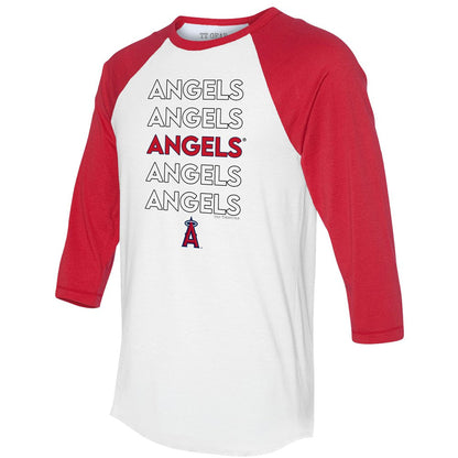 Los Angeles Angels Tiny Turnip Unisex Stacked 3/4-Sleeve Raglan T-Shirt - White/Red