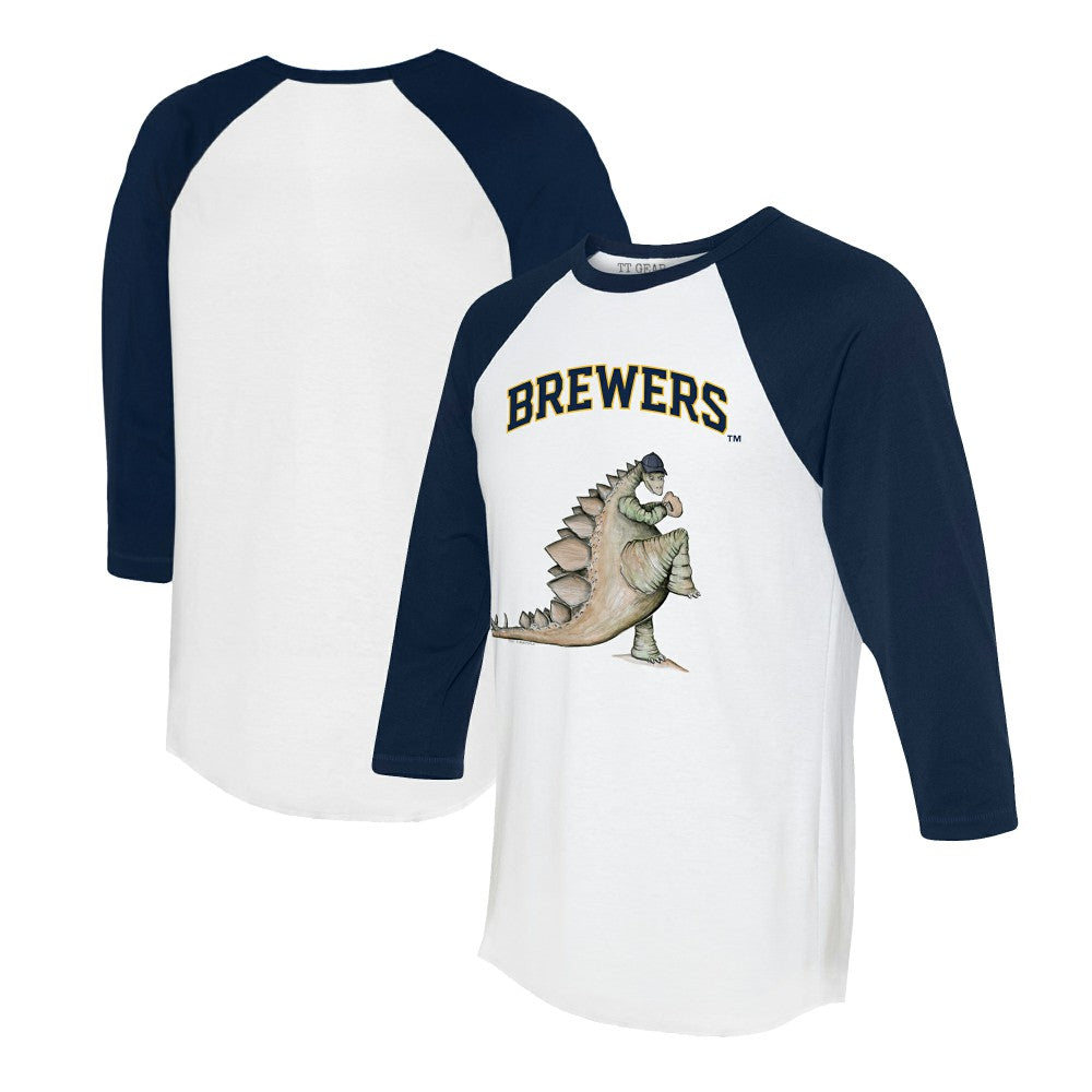 Milwaukee Brewers Tiny Turnip Unisex Stega 3/4-Sleeve Raglan T-Shirt - White/Navy