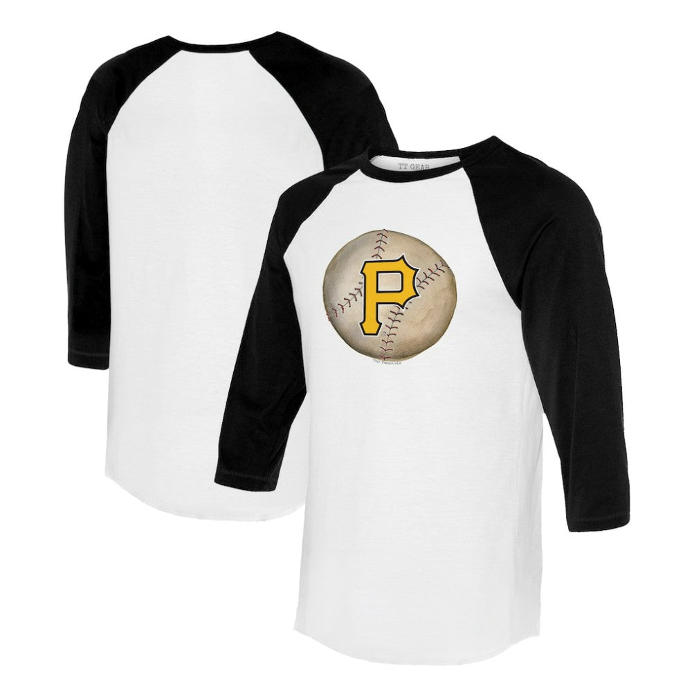 Pittsburgh Pirates Tiny Turnip Unisex Stitched Baseball 3/4-Sleeve Raglan T-Shirt - White/Black