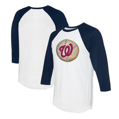 Washington Nationals Tiny Turnip Unisex Stitched Baseball 3/4-Sleeve Raglan T-Shirt - White/Navy