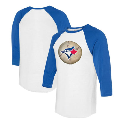 Toronto Blue Jays Tiny Turnip Unisex Stitched Baseball 3/4-Sleeve Raglan T-Shirt - White/Royal