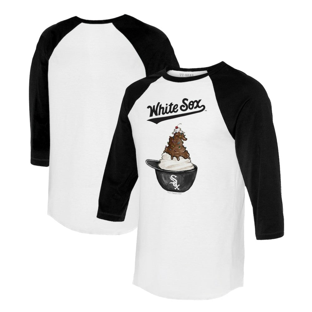 Chicago White Sox Tiny Turnip Unisex Sundae Helmet 3/4-Sleeve Raglan T-Shirt - White/Black