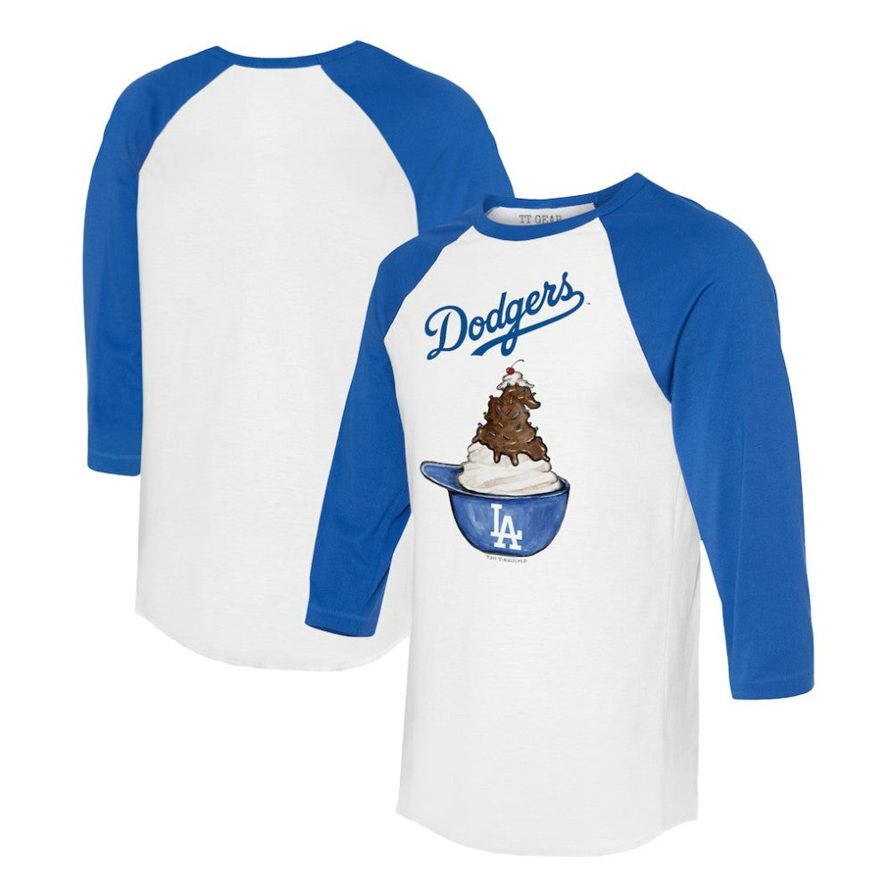 Los Angeles Dodgers Tiny Turnip Unisex Sundae Helmet 3/4-Sleeve Raglan T-Shirt - White/Royal