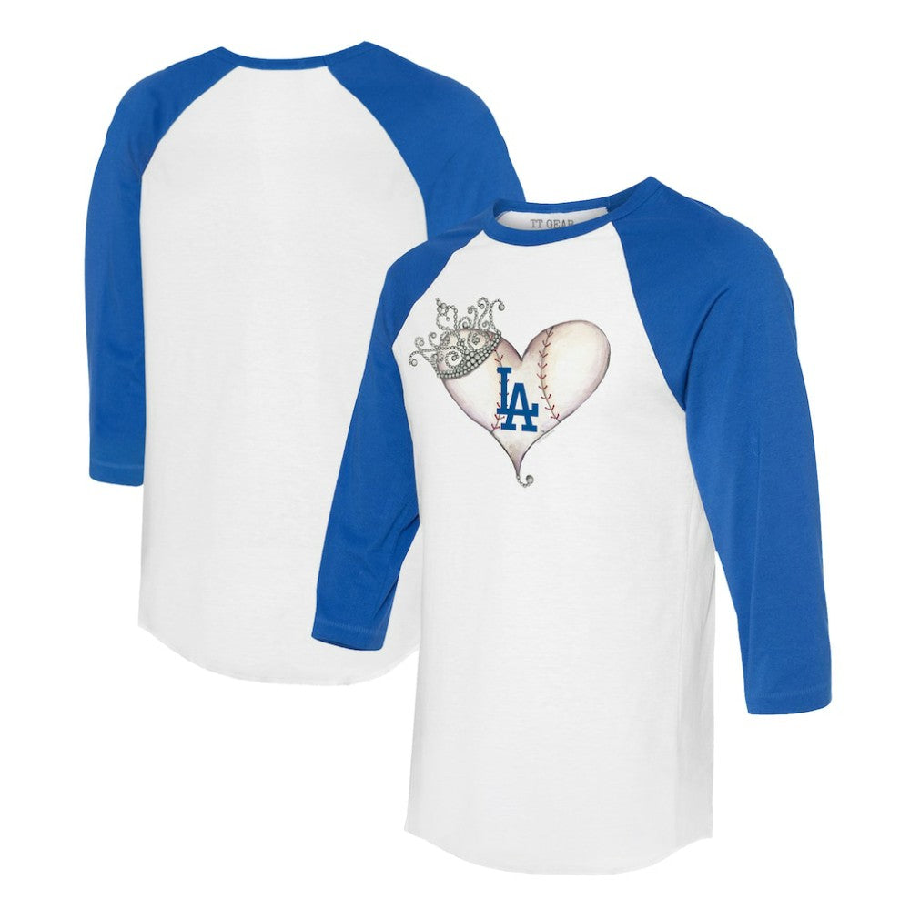 Los Angeles Dodgers Tiny Turnip Unisex Tiara Heart 3/4-Sleeve Raglan T-Shirt - White/Royal