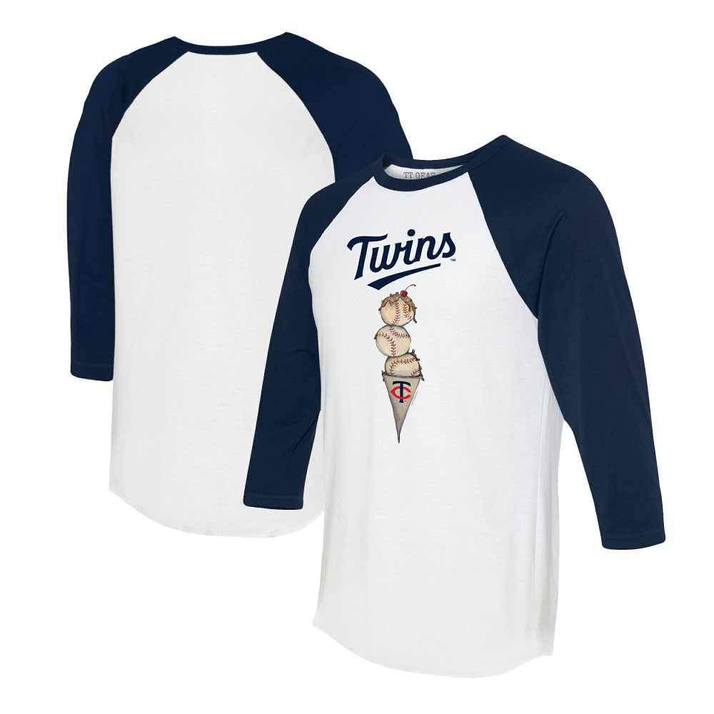 Minnesota Twins Tiny Turnip Unisex Triple Scoop 3/4-Sleeve Raglan T-Shirt - White/Navy