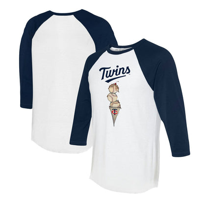 Minnesota Twins Tiny Turnip Unisex Triple Scoop 3/4-Sleeve Raglan T-Shirt - White/Navy