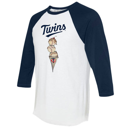Minnesota Twins Tiny Turnip Unisex Triple Scoop 3/4-Sleeve Raglan T-Shirt - White/Navy