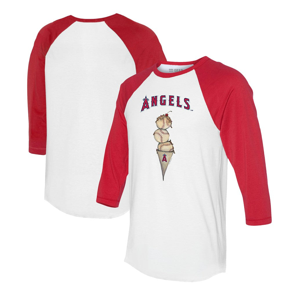 Los Angeles Angels Tiny Turnip Unisex Triple Scoop 3/4-Sleeve Raglan T-Shirt - White/Red