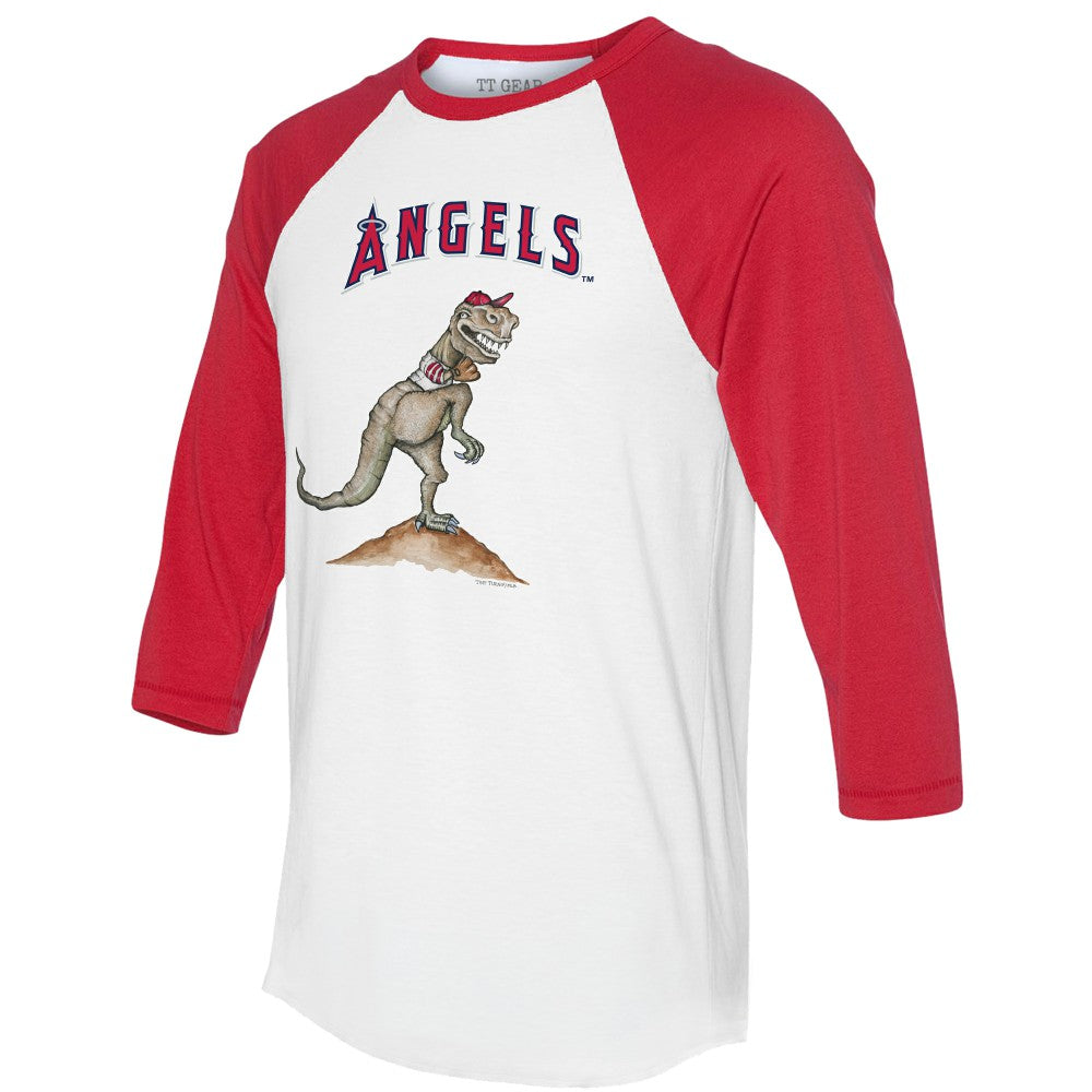 Los Angeles Angels Tiny Turnip Unisex TT Rex 3/4-Sleeve Raglan T-Shirt - White/Red