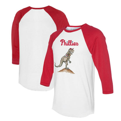 Philadelphia Phillies Tiny Turnip Unisex TT Rex 3/4-Sleeve Raglan T-Shirt - White/Red