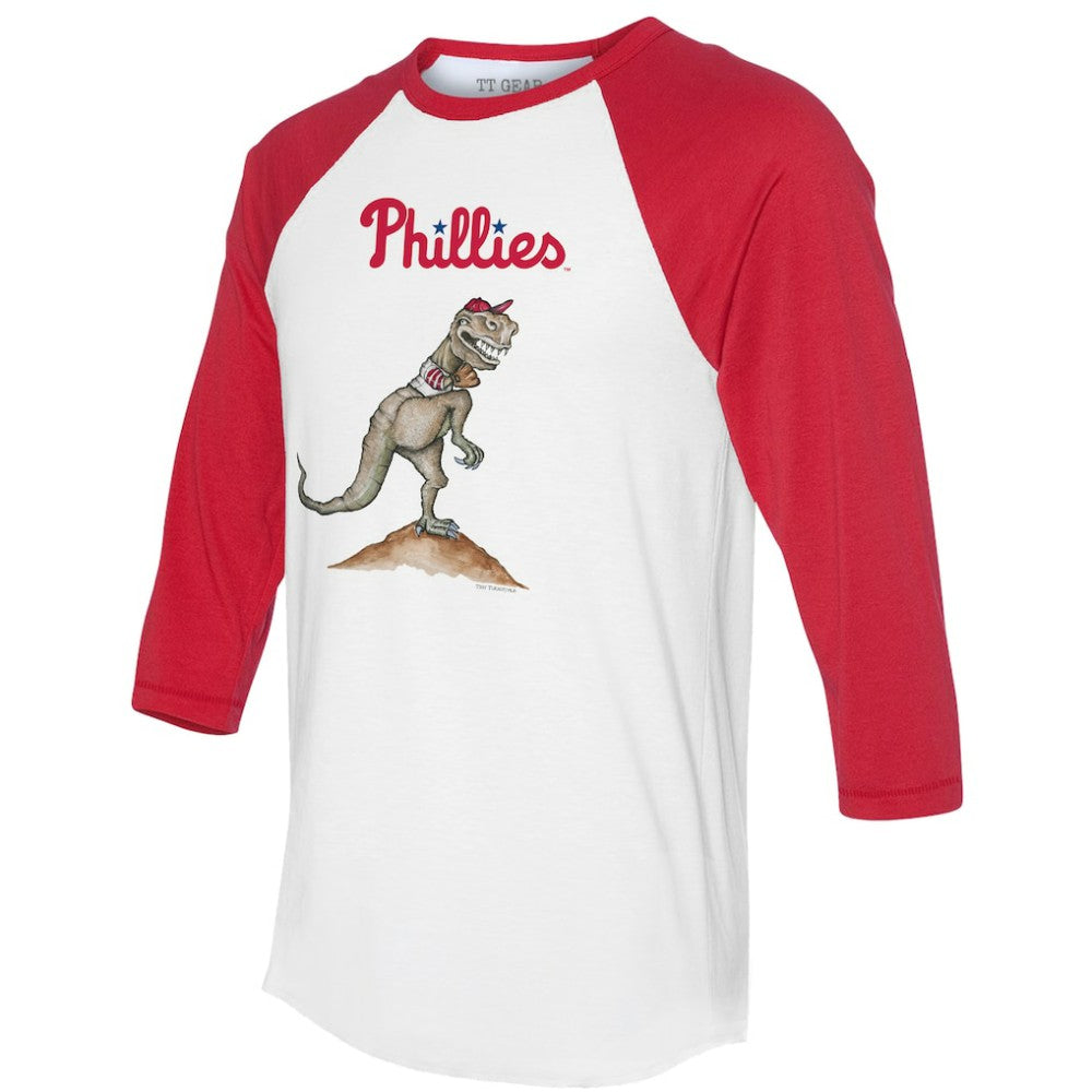Philadelphia Phillies Tiny Turnip Unisex TT Rex 3/4-Sleeve Raglan T-Shirt - White/Red