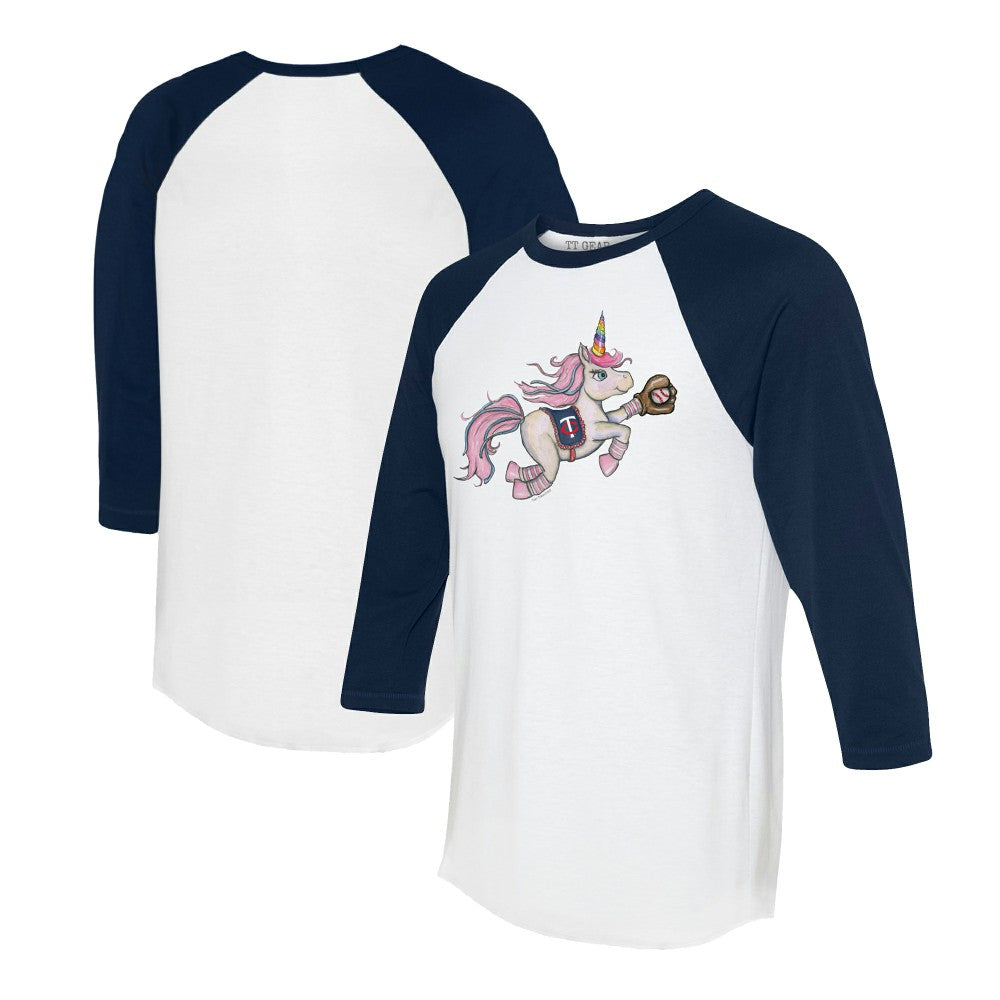 Minnesota Twins Tiny Turnip Unisex Unicorn 3/4-Sleeve Raglan T-Shirt - White/Navy
