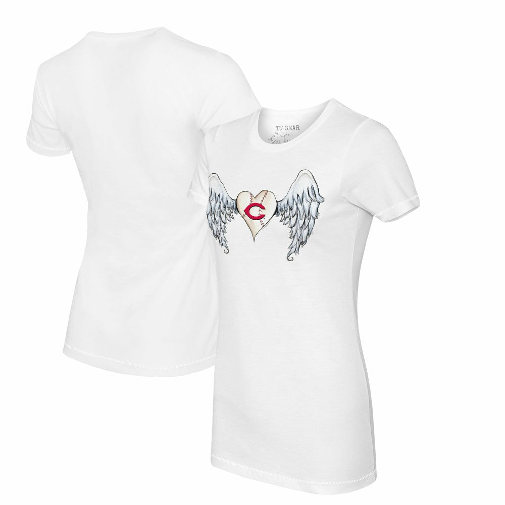 Cincinnati Reds Tiny Turnip Women's Angel Wings T-Shirt - White