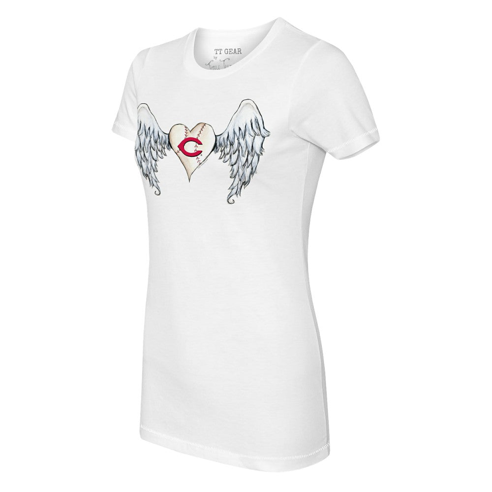 Cincinnati Reds Tiny Turnip Women's Angel Wings T-Shirt - White