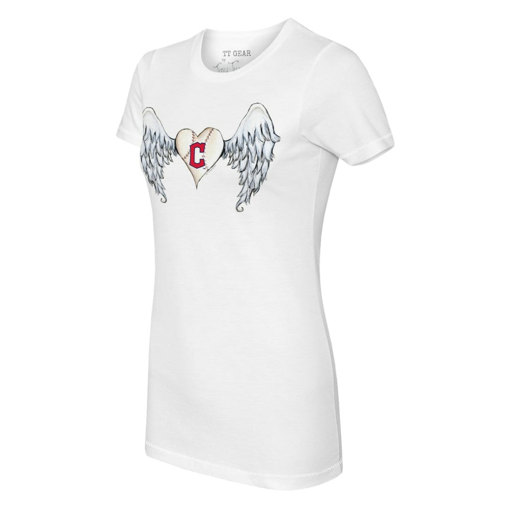 Cleveland Guardians Tiny Turnip Women's Angel Wings T-Shirt - White