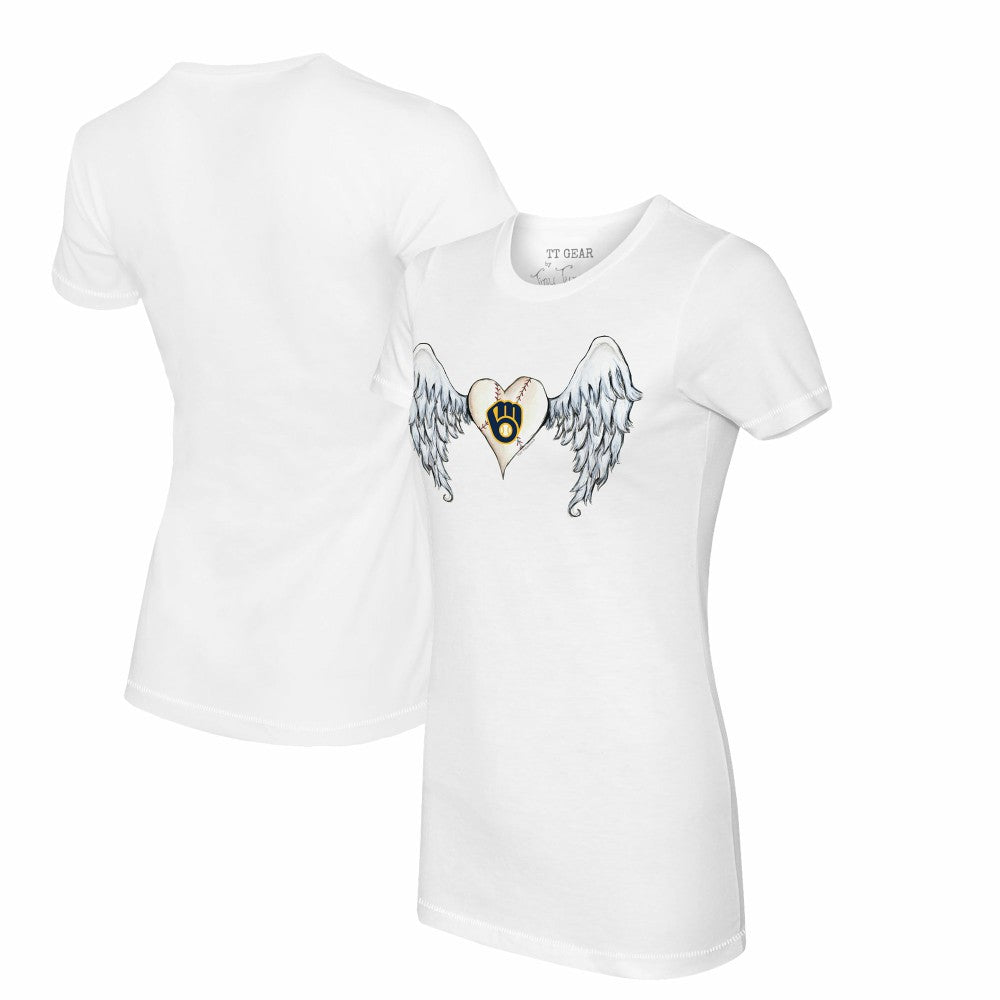 Milwaukee Brewers Tiny Turnip Women's Angel Wings T-Shirt - White