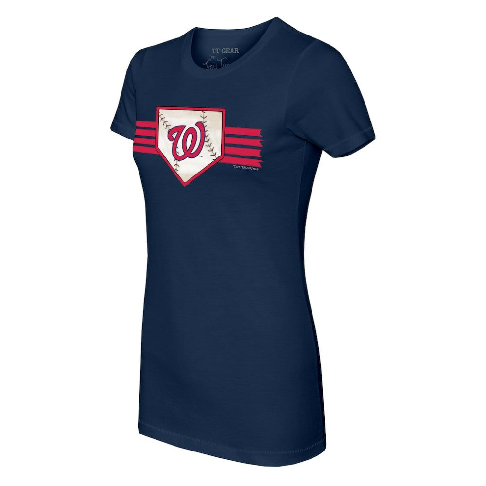 Washington Nationals Tiny Turnip Women's Base Stripe T-Shirt - Navy