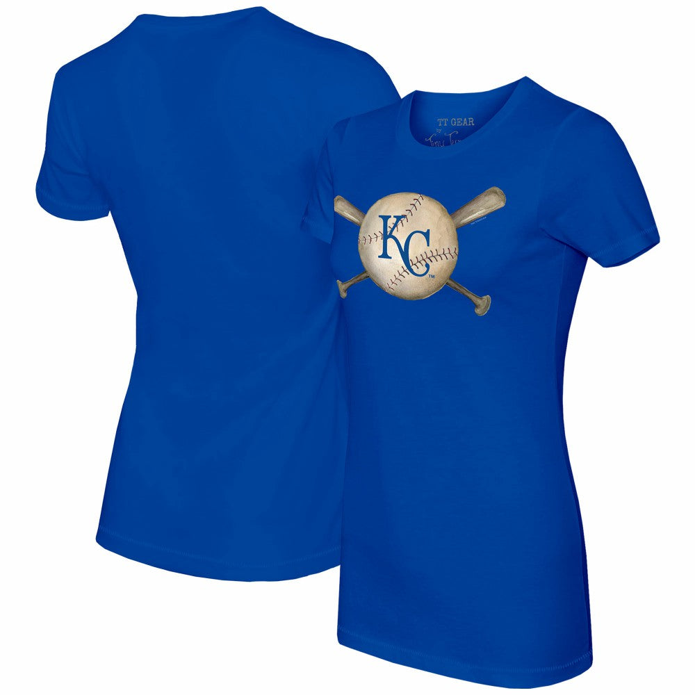 Kansas City Royals Tiny Turnip Women's Baseball Cross Bats T-Shirt - Royal