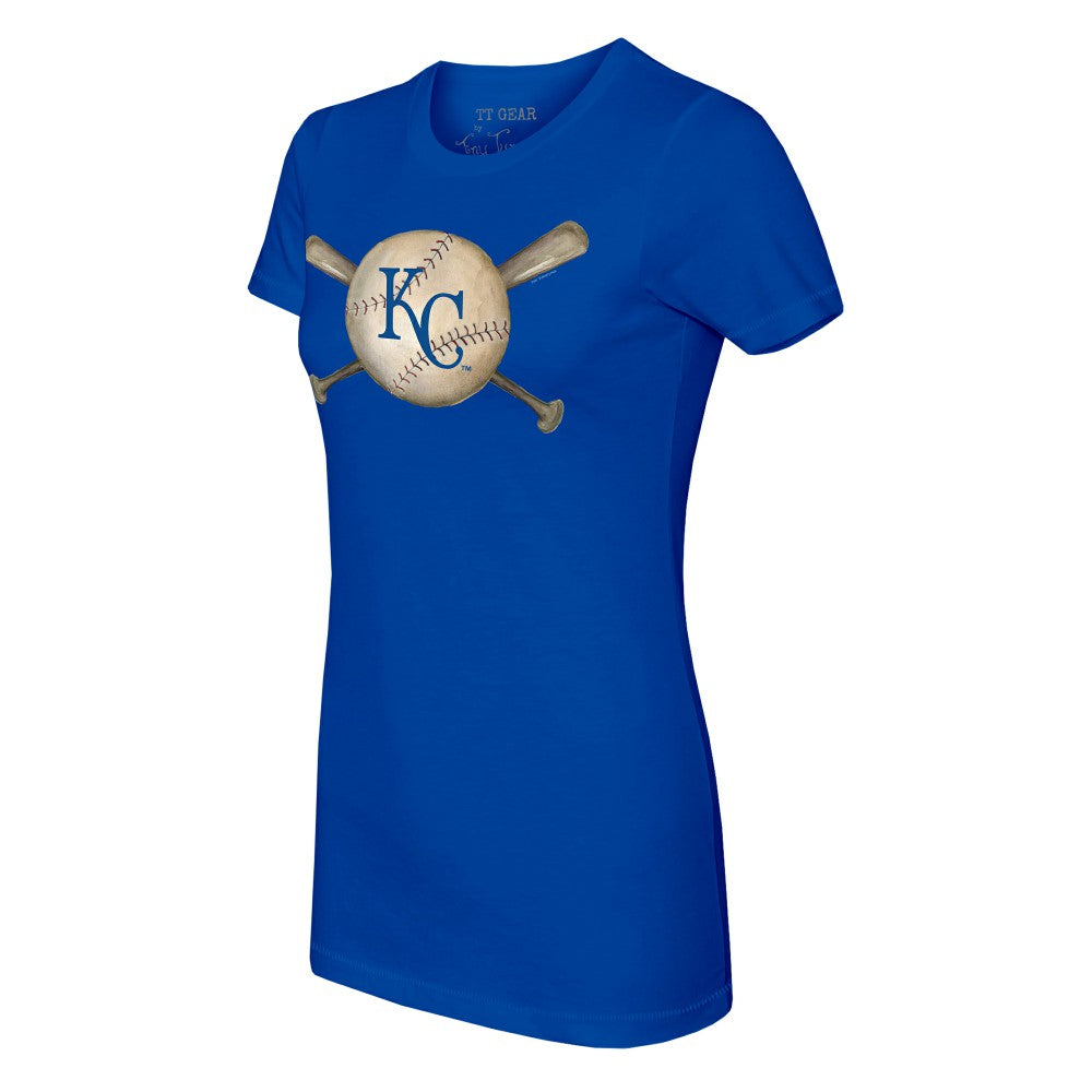 Kansas City Royals Tiny Turnip Women's Baseball Cross Bats T-Shirt - Royal