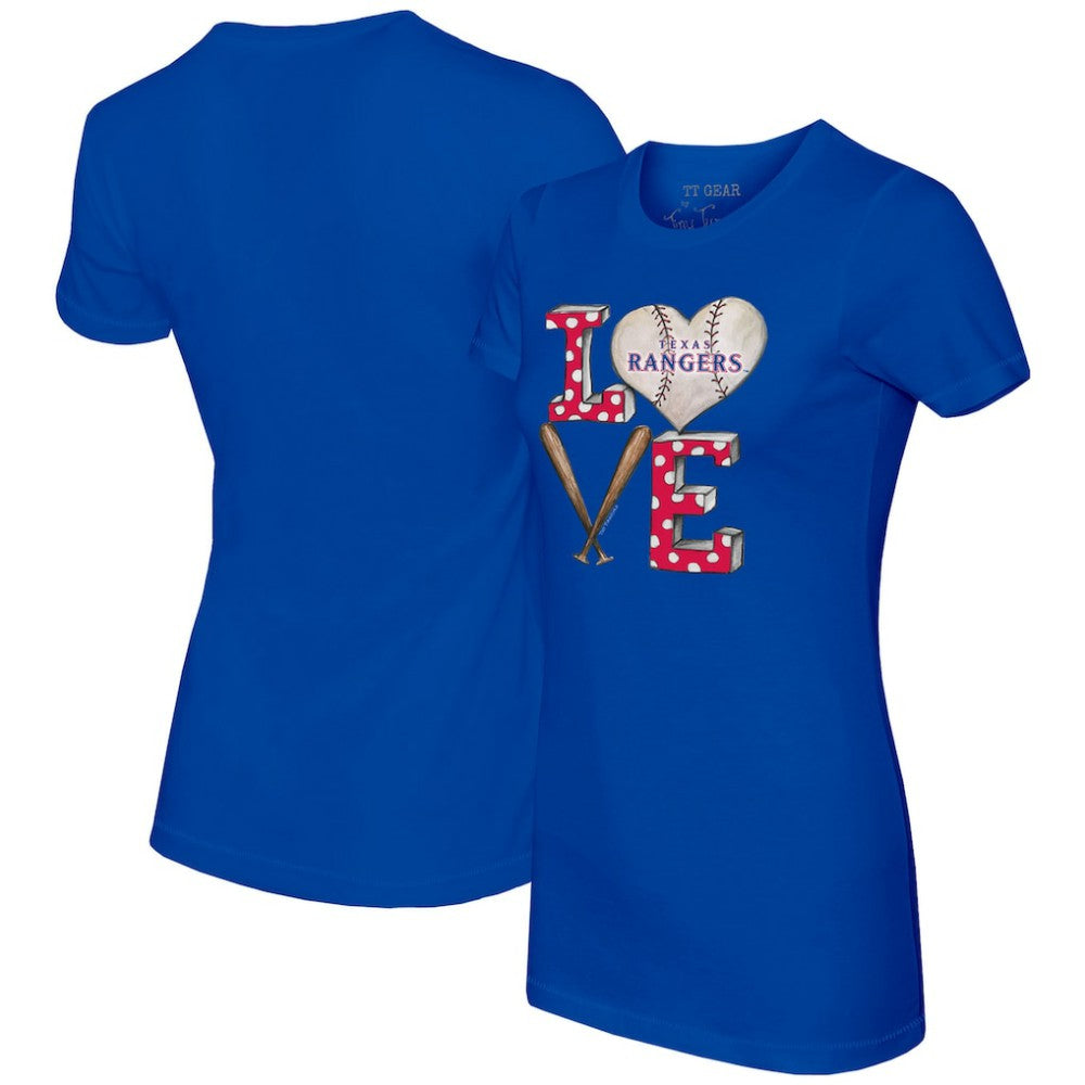 Texas Rangers Tiny Turnip Women's Baseball Love T-Shirt - Royal