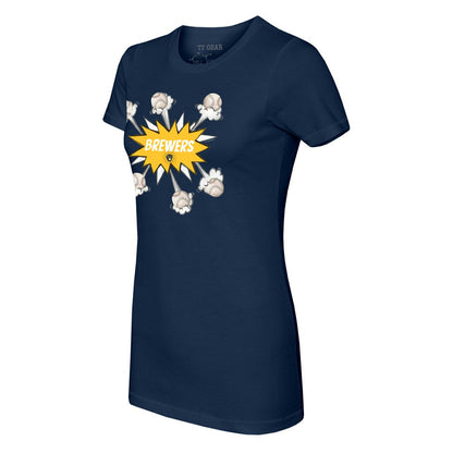 Milwaukee Brewers Tiny Turnip Women's Baseball Pow T-Shirt - Navy