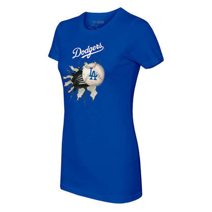 Los Angeles Dodgers Tiny Turnip Women's Baseball Tear T-Shirt - Royal