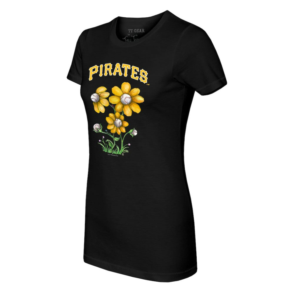 Pittsburgh Pirates Tiny Turnip Women's Blooming Baseballs T-Shirt - Black