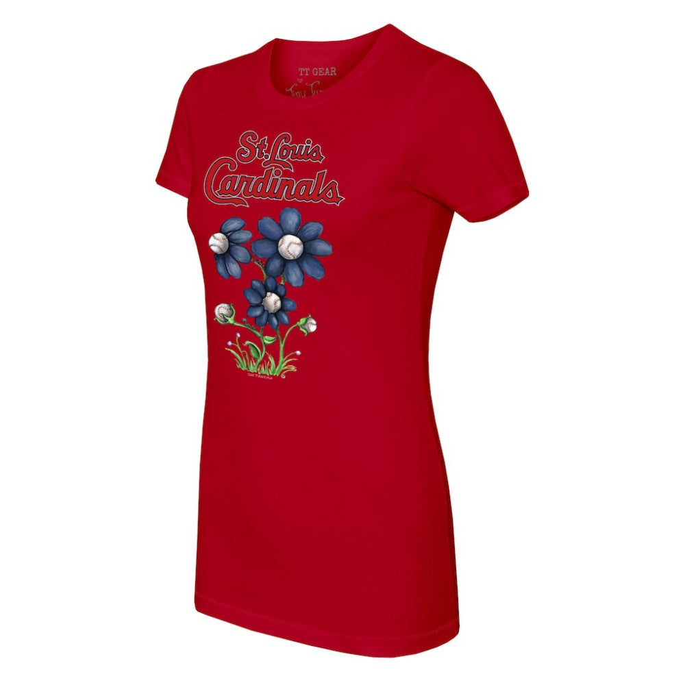 St. Louis Cardinals Tiny Turnip Women's Blooming Baseballs T-Shirt - Red