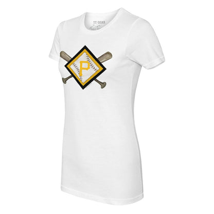 Pittsburgh Pirates Tiny Turnip Women's Diamond Cross Bats T-Shirt - White