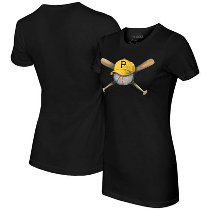 Pittsburgh Pirates Tiny Turnip Women's Hat Crossbats T-Shirt - Black