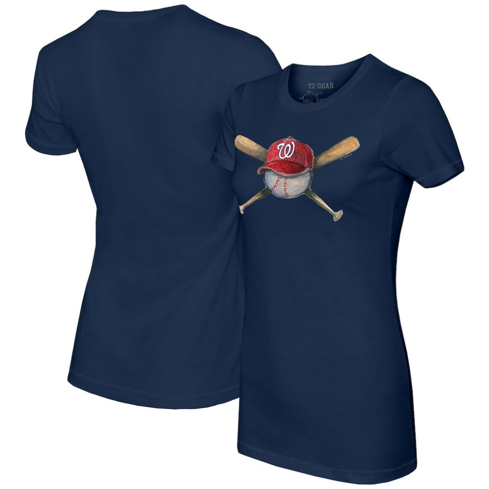 Washington Nationals Tiny Turnip Women's Hat Crossbats T-Shirt - Navy