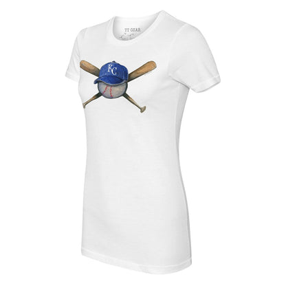 Kansas City Royals Tiny Turnip Women's Hat Crossbats T-Shirt - White