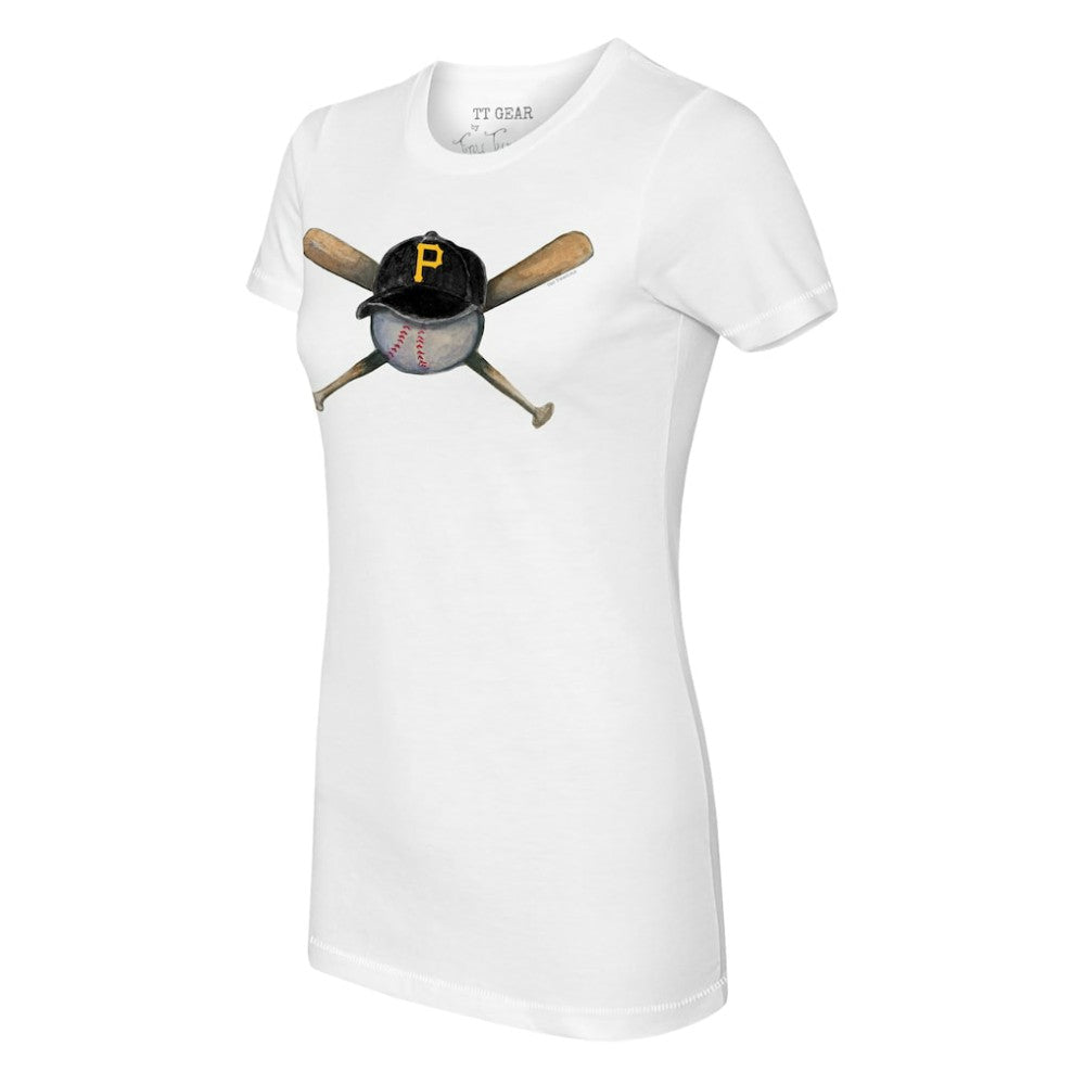 Pittsburgh Pirates Tiny Turnip Women's Hat Crossbats T-Shirt - White