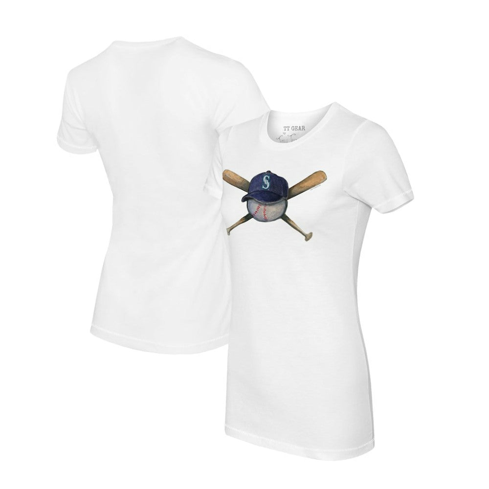 Seattle Mariners Tiny Turnip Women's Hat Crossbats T-Shirt - White