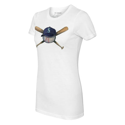 Seattle Mariners Tiny Turnip Women's Hat Crossbats T-Shirt - White