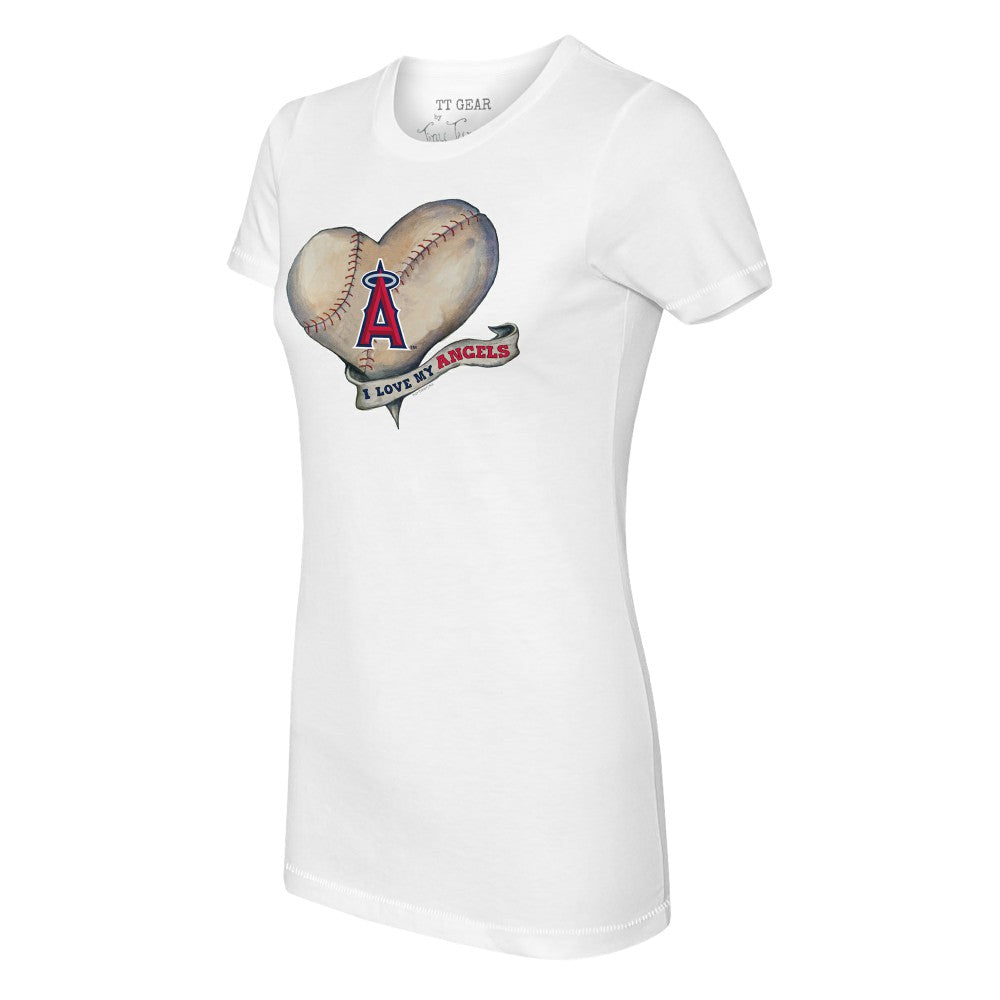 Los Angeles Angels Tiny Turnip Women's Heart Banner T-Shirt - White