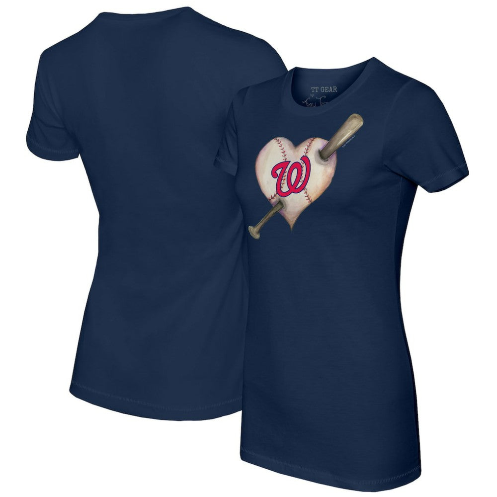 Washington Nationals Tiny Turnip Women's Heart Bat T-Shirt - Navy