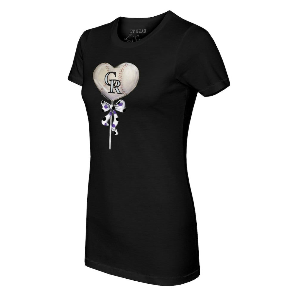 Colorado Rockies Tiny Turnip Women's Heart Lolly T-Shirt - Black