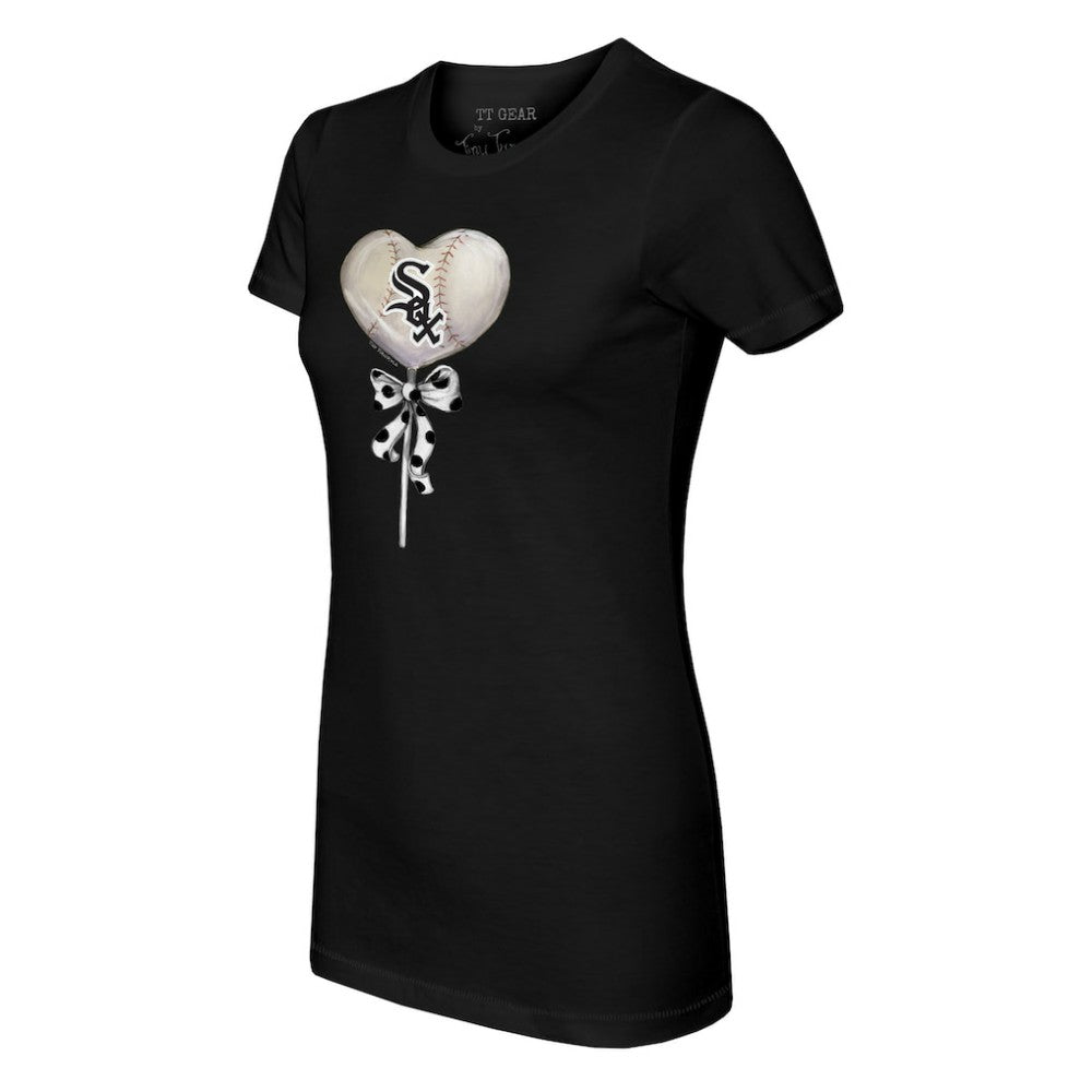 Chicago White Sox Tiny Turnip Women's Heart Lolly T-Shirt - Black
