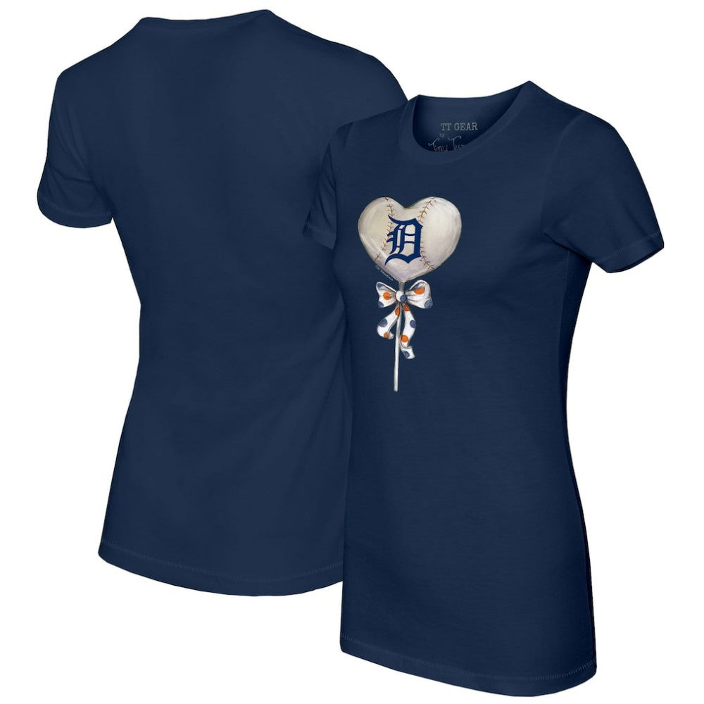 Detroit Tigers Tiny Turnip Women's Heart Lolly T-Shirt - Navy