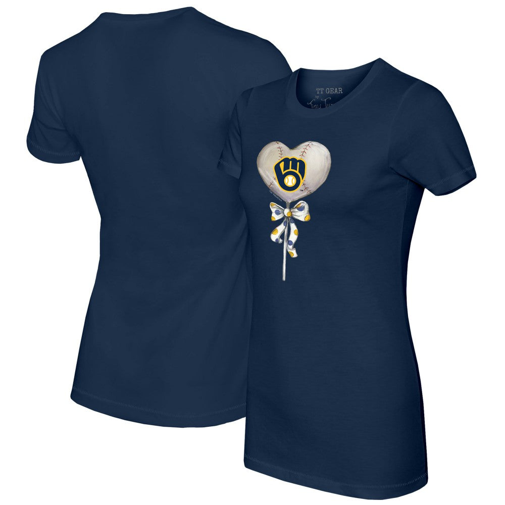 Milwaukee Brewers Tiny Turnip Women's Heart Lolly T-Shirt - Navy