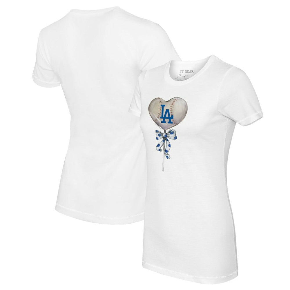 Los Angeles Dodgers Tiny Turnip Women's Heart Lolly T-Shirt - White